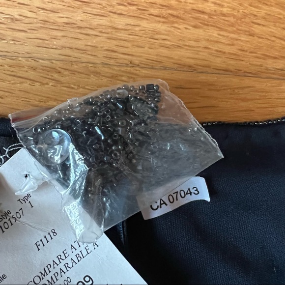 PISARRO NIGHTS black dress with metal nailhead design and a scalloped hem - Picture 8 of 13